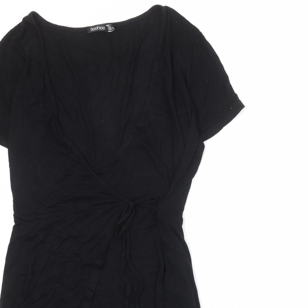 Boohoo Womens Black Viscose A-Line Size 12 Round Neck Pullover