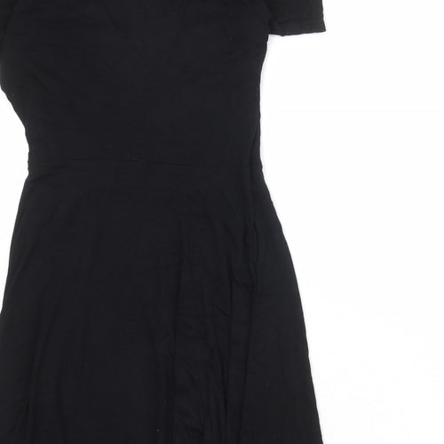 Boohoo Womens Black Viscose A-Line Size 12 Round Neck Pullover