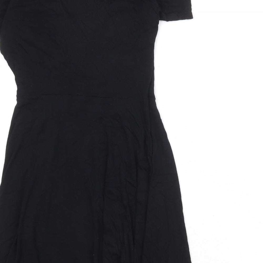 Boohoo Womens Black Viscose A-Line Size 12 Round Neck Pullover