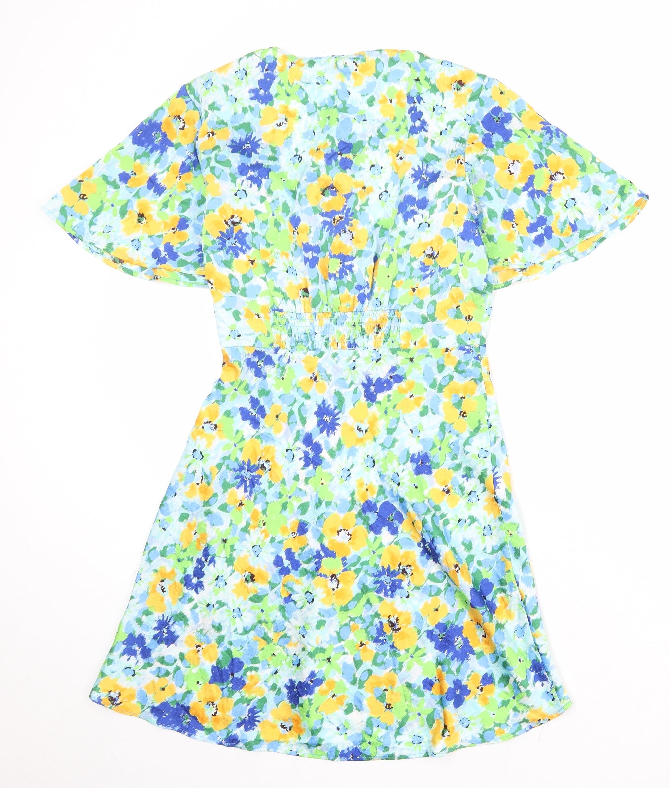 Stradivarius Womens Multicoloured Floral Polyester A-Line Size S V-Neck Zip