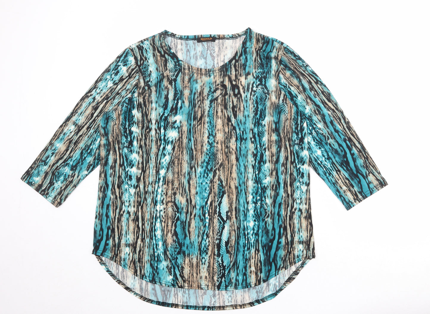 Nimmi & Jo Womens Multicoloured Geometric Polyester Basic Blouse Size 20 Round Neck