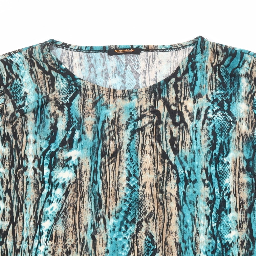 Nimmi & Jo Womens Multicoloured Geometric Polyester Basic Blouse Size 20 Round Neck