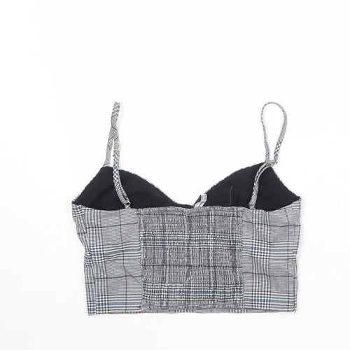 Stradivarius Womens Grey Geometric Viscose Cropped Tank Size M Sweetheart