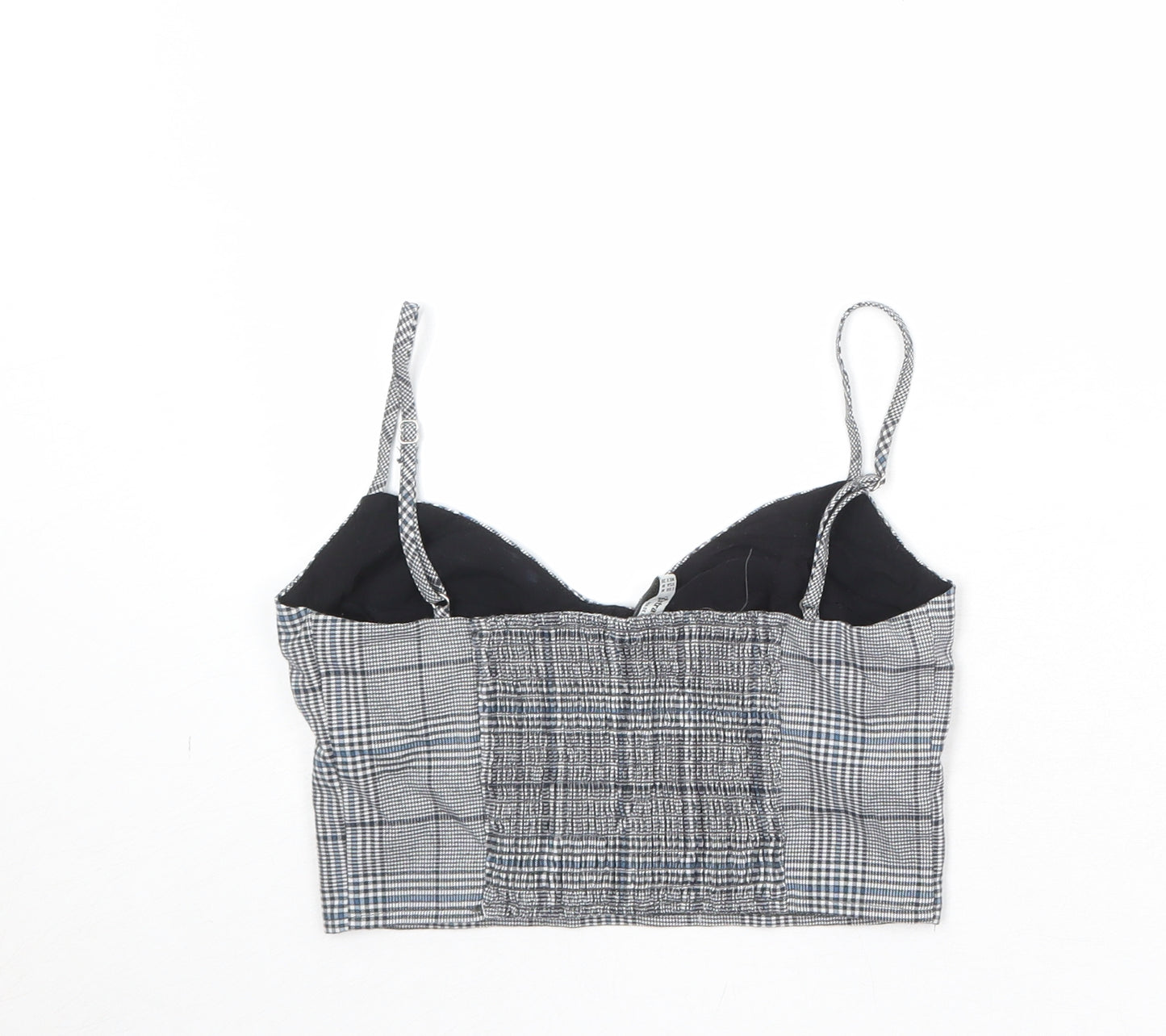Stradivarius Womens Grey Geometric Viscose Cropped Tank Size M Sweetheart
