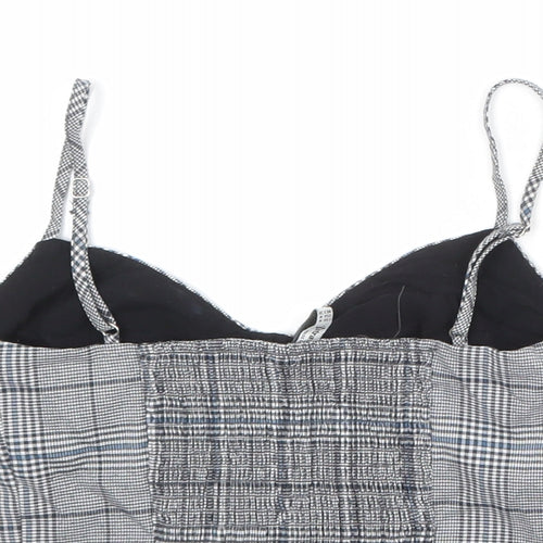 Stradivarius Womens Grey Geometric Viscose Cropped Tank Size M Sweetheart