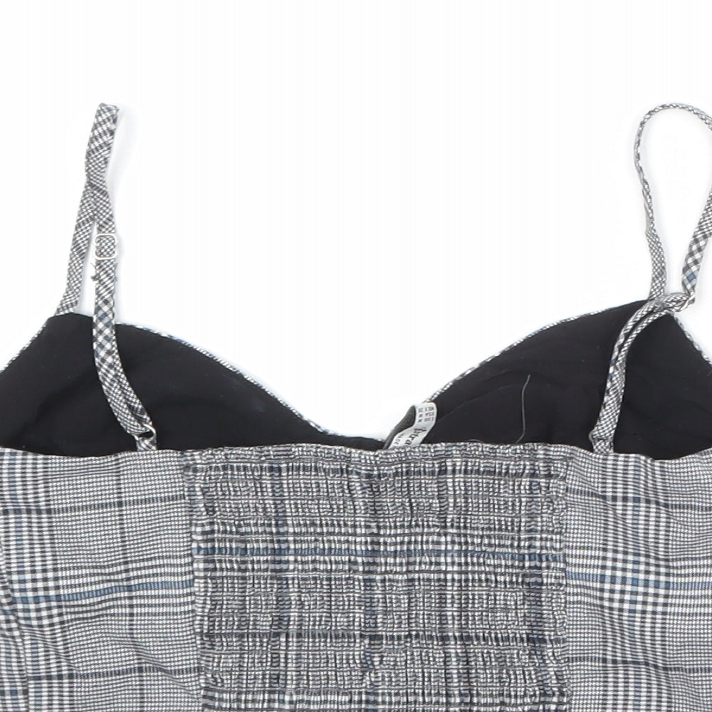 Stradivarius Womens Grey Geometric Viscose Cropped Tank Size M Sweetheart