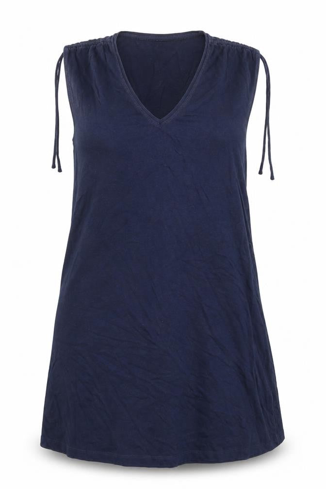 Front view of Gap women’s blue cotton a-line, size XS, v-neck pullover