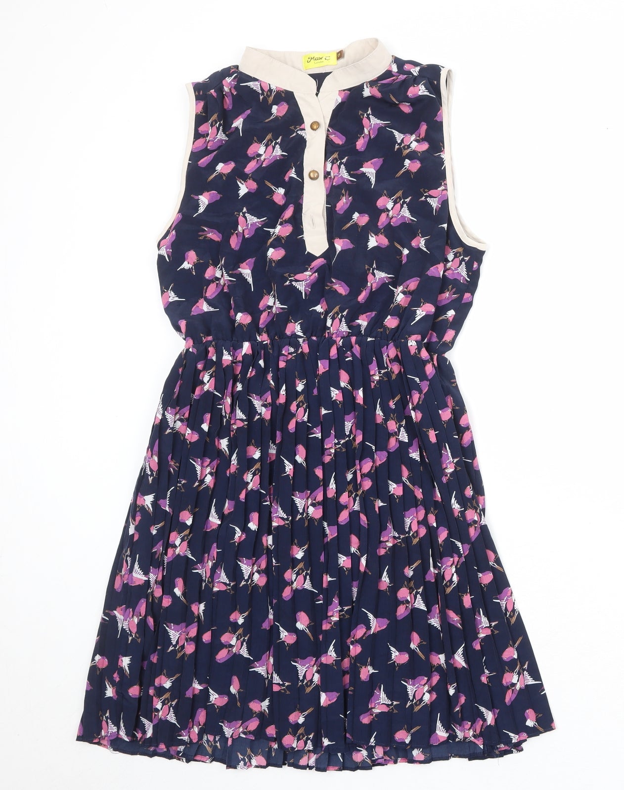 Max C Womens Multicoloured Geometric Polyester Tank Dress Size 12 V-Neck Button