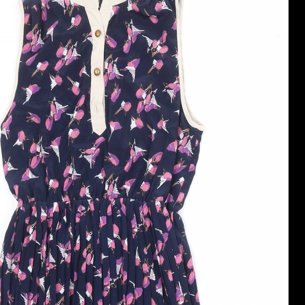 Max C Womens Multicoloured Geometric Polyester Tank Dress Size 12 V-Neck Button