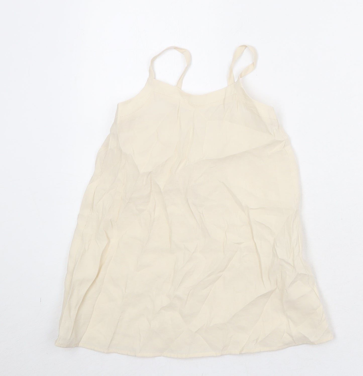 Zara Girls Beige Modal Basic Tank Size 7 Years Round Neck Pullover