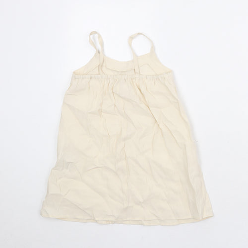 Zara Girls Beige Modal Basic Tank Size 7 Years Round Neck Pullover