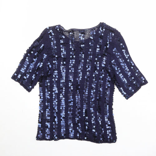 Jaques Vert Womens Blue Round Neck Viscose Pullover Jumper Size S