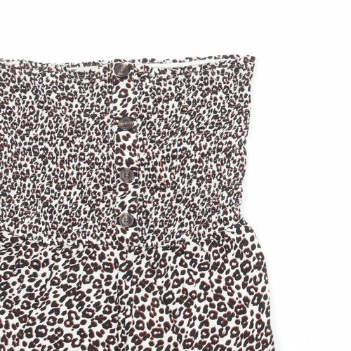 NEXT Womens Multicoloured Animal Print Viscose Playsuit One-Piece Size 14 Pullover - Leopard Print