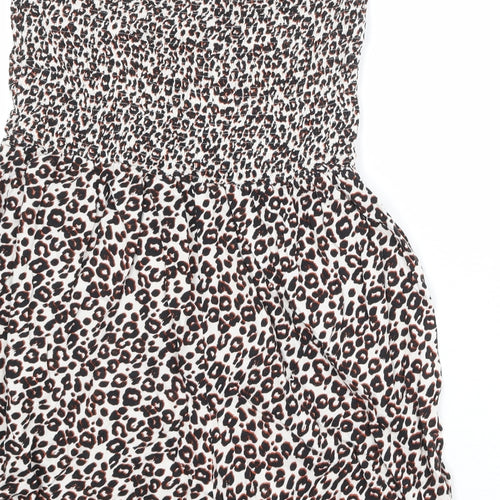 NEXT Womens Multicoloured Animal Print Viscose Playsuit One-Piece Size 14 Pullover - Leopard Print