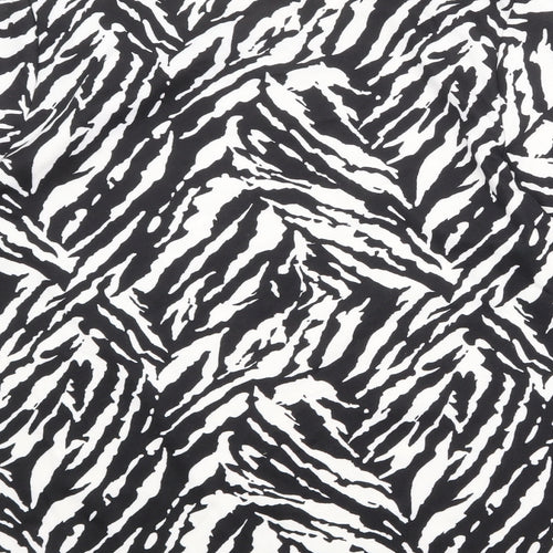 Bonmarché Womens Black Animal Print Polyester Basic Blouse Size 20 Boat Neck