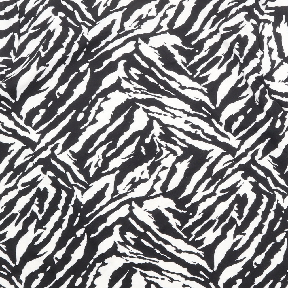 Bonmarché Womens Black Animal Print Polyester Basic Blouse Size 20 Boat Neck