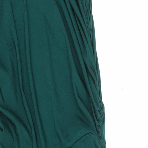 PRETTYLITTLETHING Womens Green Polyester Bodycon Size 8 Off the Shoulder Pullover - Asymmetric Neckline