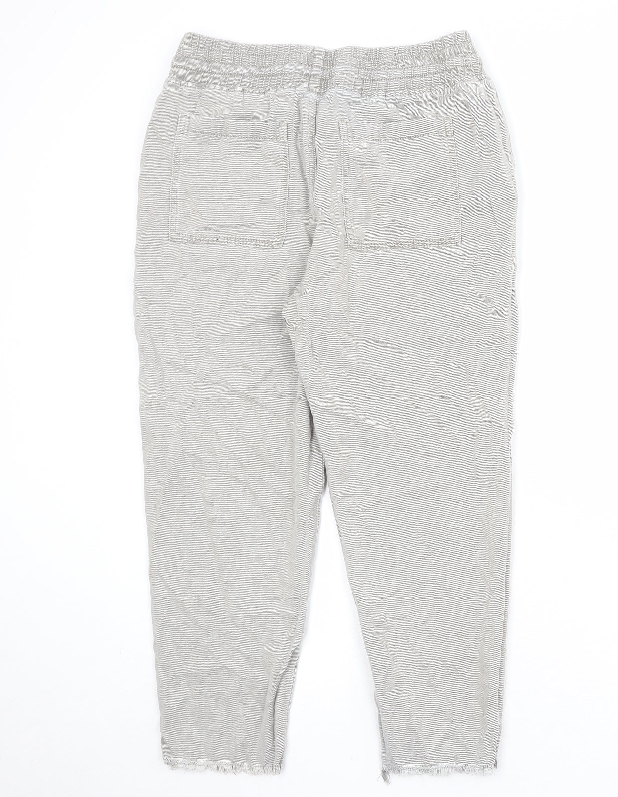Zara Womens Grey Cotton Tapered Jeans Size M Regular Drawstring
