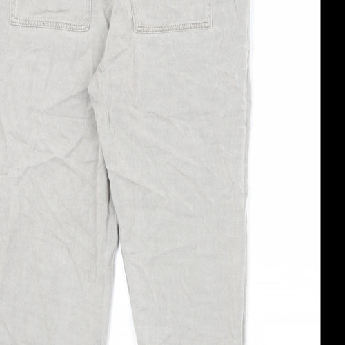 Zara Womens Grey Cotton Tapered Jeans Size M Regular Drawstring