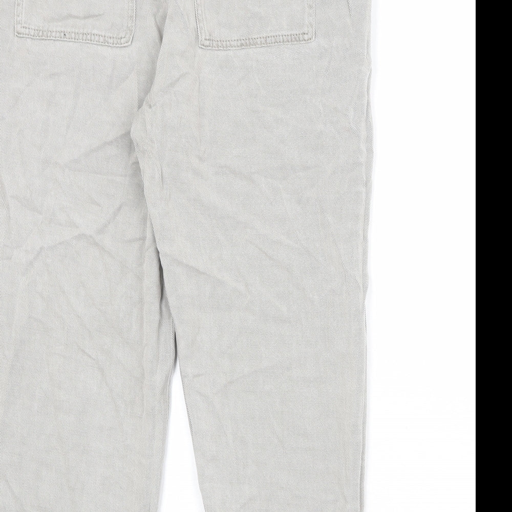 Zara Womens Grey Cotton Tapered Jeans Size M Regular Drawstring