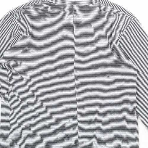 Selected Womens Black Striped Cotton Basic T-Shirt Size S Round Neck