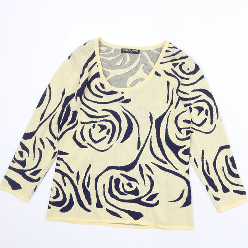 Joella Di Marco Womens Beige Scoop Neck Floral Viscose Pullover Jumper Size S