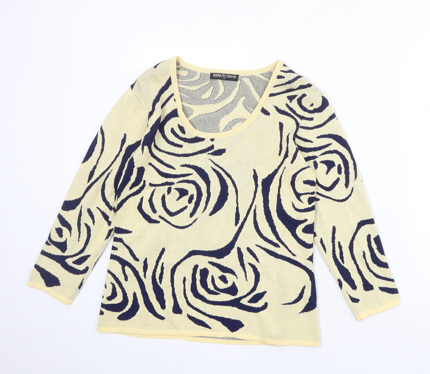 Joella Di Marco Womens Beige Scoop Neck Floral Viscose Pullover Jumper Size S