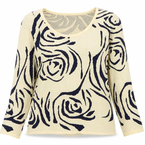 Joella Di Marco Womens Beige Scoop Neck Floral Viscose Pullover Jumper Size S