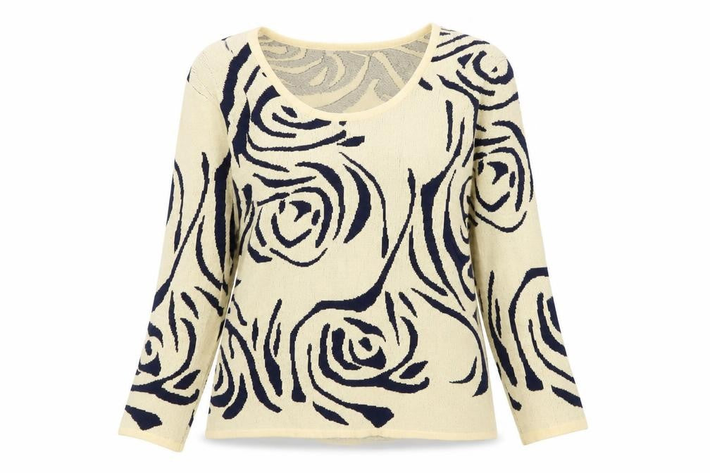 Joella Di Marco Womens Beige Scoop Neck Floral Viscose Pullover Jumper Size S