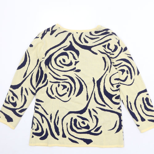 Joella Di Marco Womens Beige Scoop Neck Floral Viscose Pullover Jumper Size S