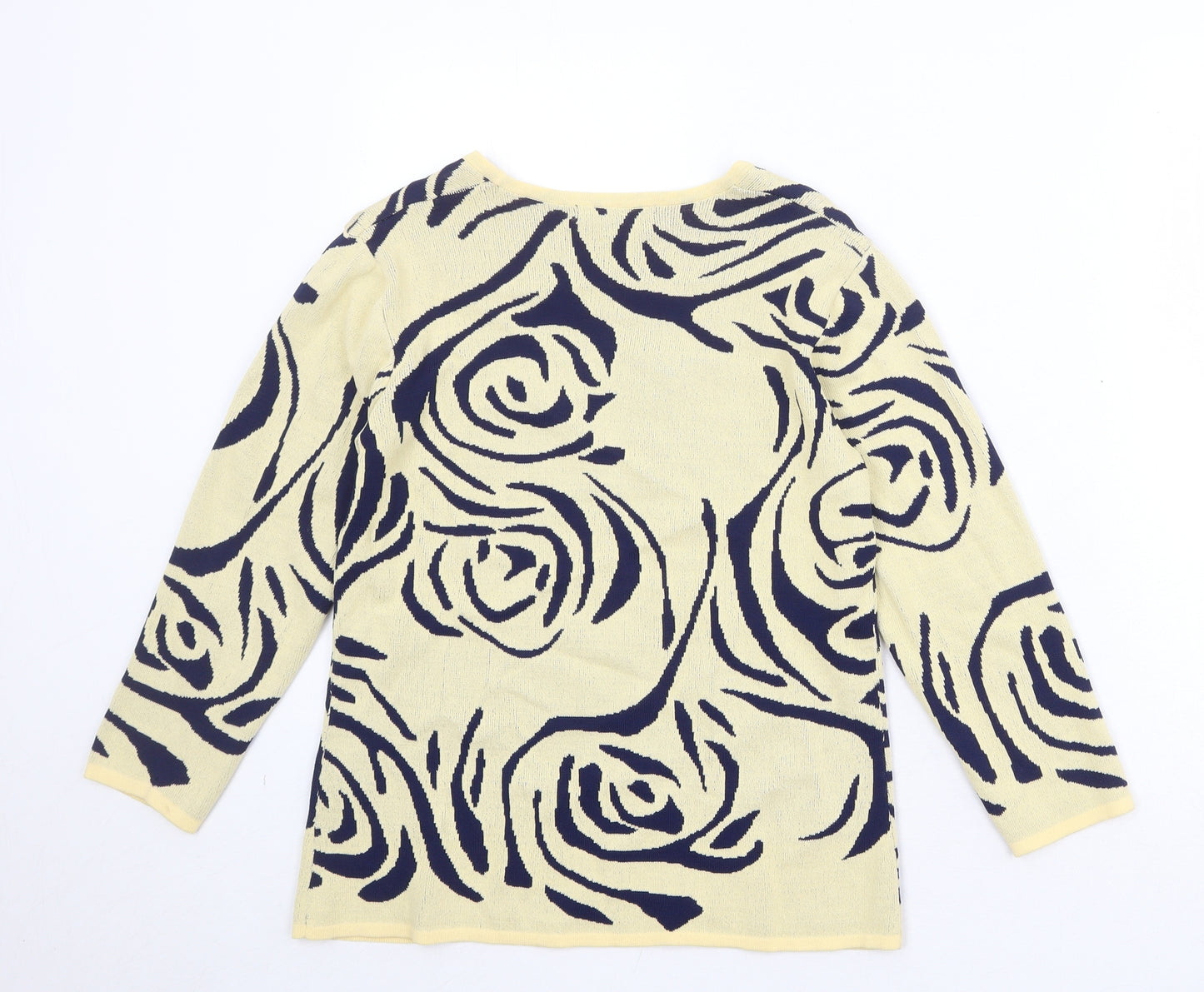 Joella Di Marco Womens Beige Scoop Neck Floral Viscose Pullover Jumper Size S