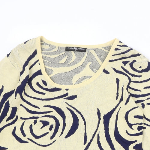 Joella Di Marco Womens Beige Scoop Neck Floral Viscose Pullover Jumper Size S