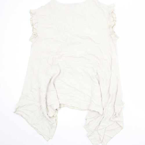 Saloos Womens Beige Viscose Basic Blouse Size 16 Round Neck - Asymmetric