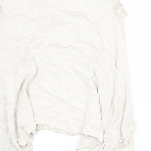 Saloos Womens Beige Viscose Basic Blouse Size 16 Round Neck - Asymmetric