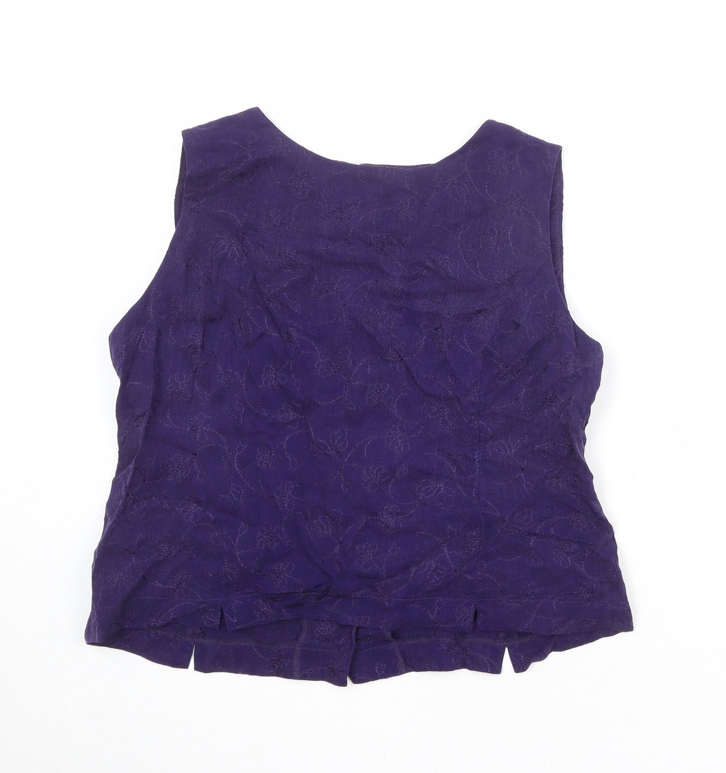 Country Casuals Womens Purple Floral Cupro Basic Blouse Size 16 Boat Neck