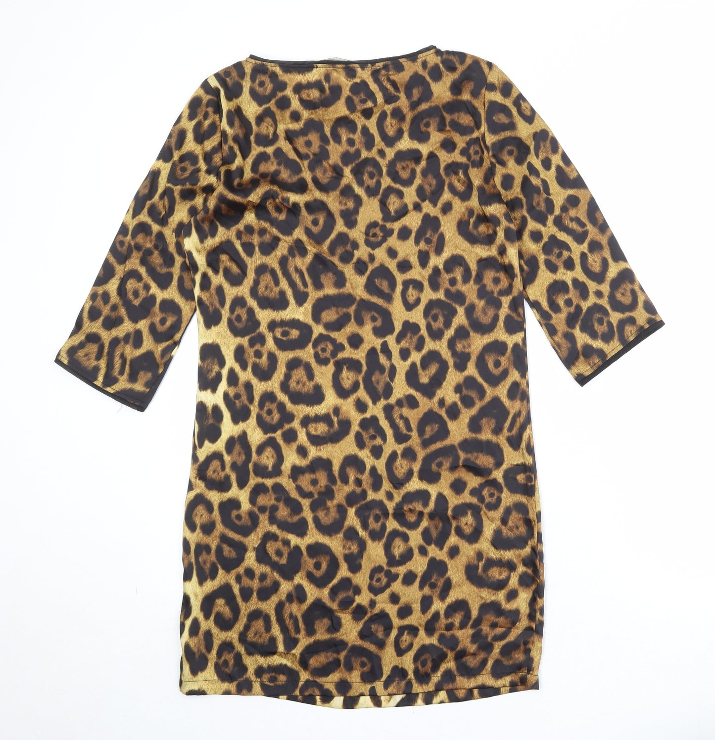 Zara Womens Brown Animal Print Polyester A-Line Size S Round Neck Pullover - Leopard Pattern