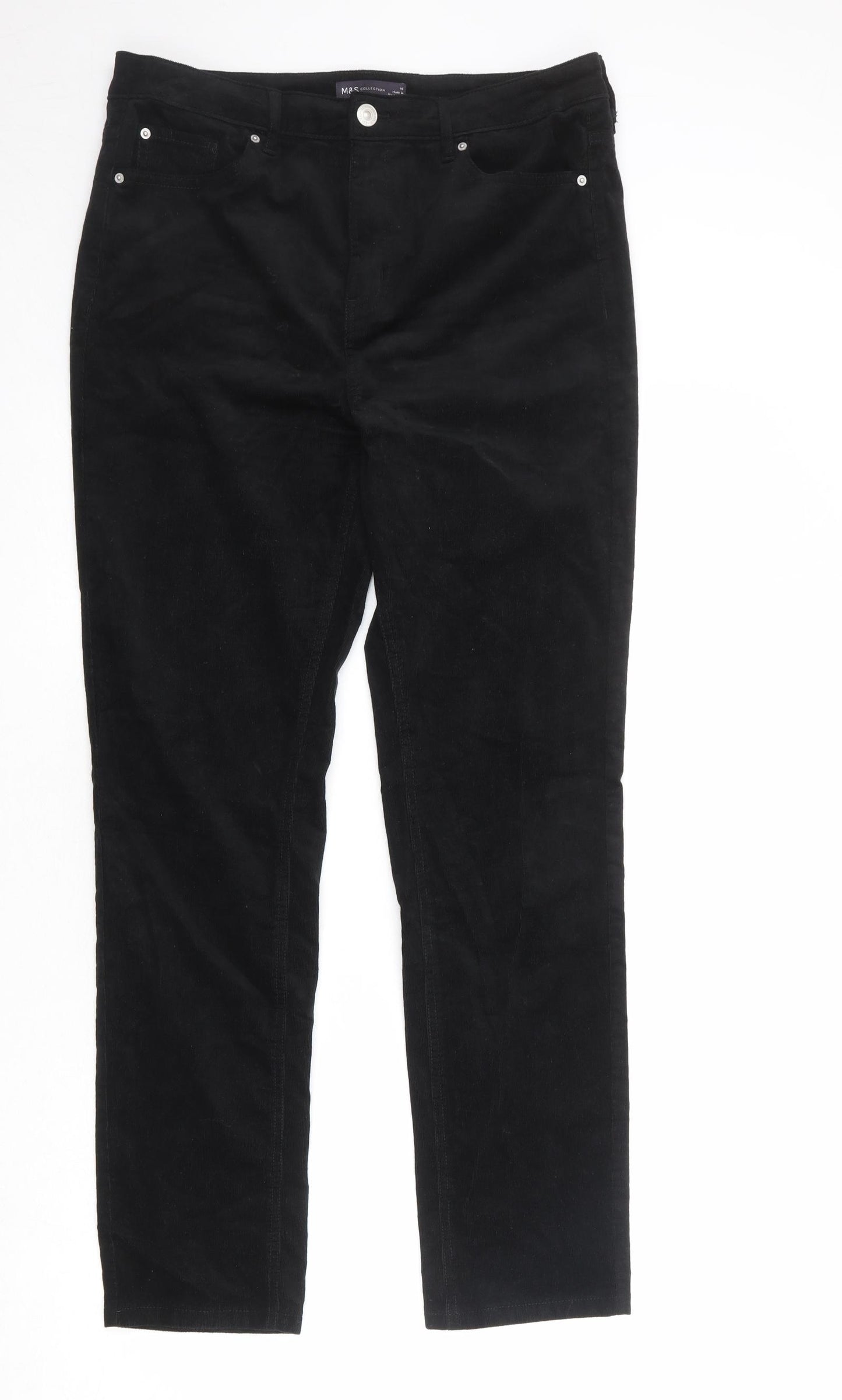 Marks and Spencer Womens Black Cotton Skinny Jeans Size 14 Regular Zip