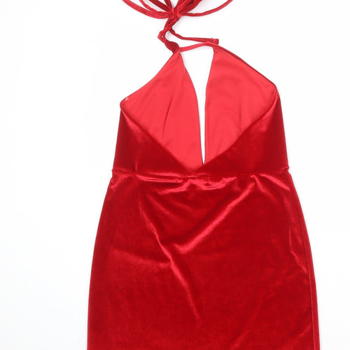 Edge Street Womens Red Polyester Mini Size 10 Halter Tie - Backless