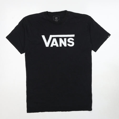 VANS Mens Black Cotton T-Shirt Size M Round Neck