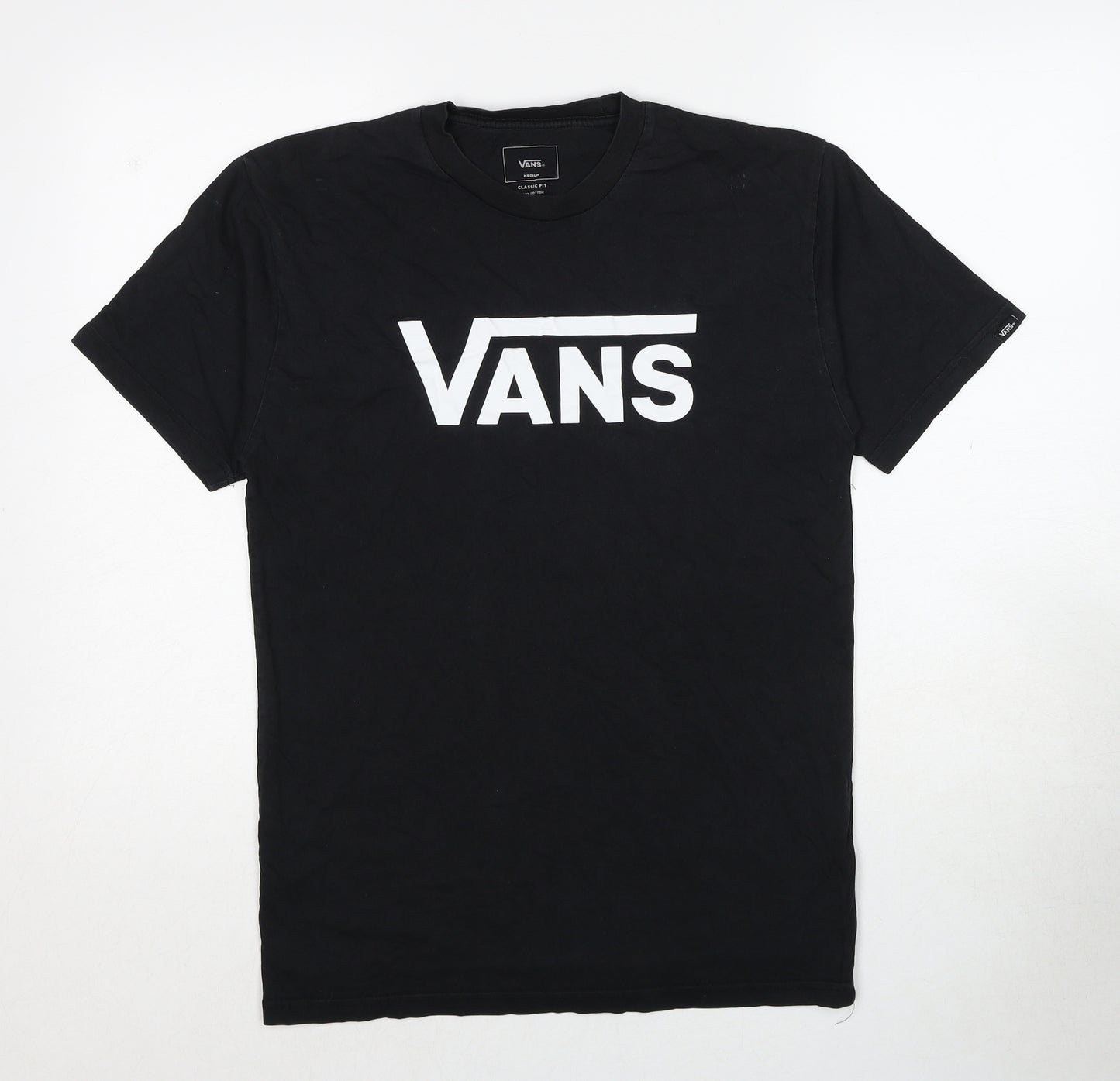 VANS Mens Black Cotton T-Shirt Size M Round Neck