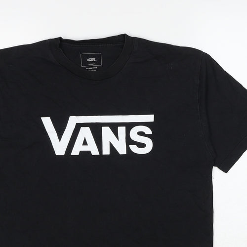 VANS Mens Black Cotton T-Shirt Size M Round Neck
