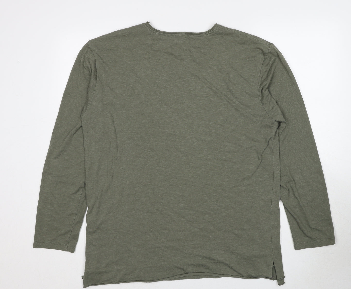 FOREVER 21 Mens Green Polyester T-Shirt Size L Round Neck