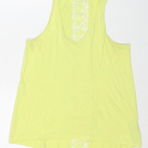 Zara Womens Yellow Cotton Basic Tank Size M Scoop Neck - Lace Detail