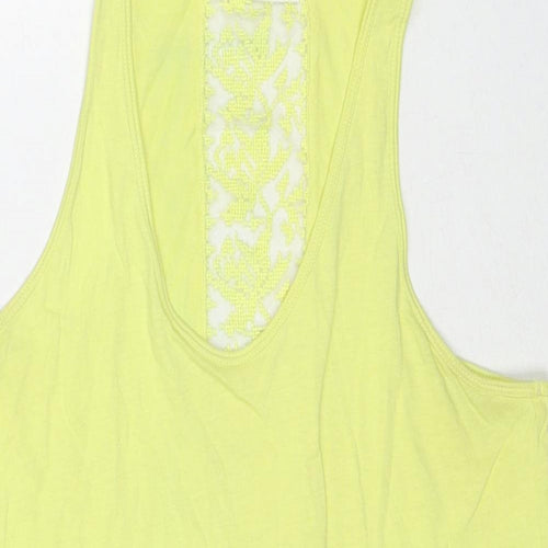 Zara Womens Yellow Cotton Basic Tank Size M Scoop Neck - Lace Detail