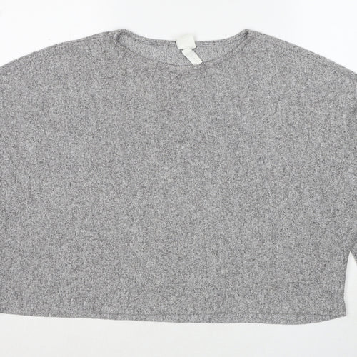 H&M Womens Grey Round Neck Viscose Pullover Jumper Size L