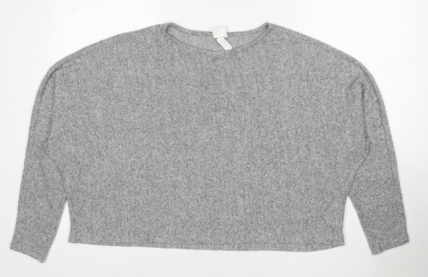H&M Womens Grey Round Neck Viscose Pullover Jumper Size L