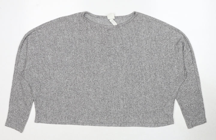 H&M Womens Grey Round Neck Viscose Pullover Jumper Size L