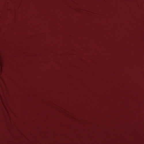 Reiss Mens Red Cotton T-Shirt Size L Roll Neck