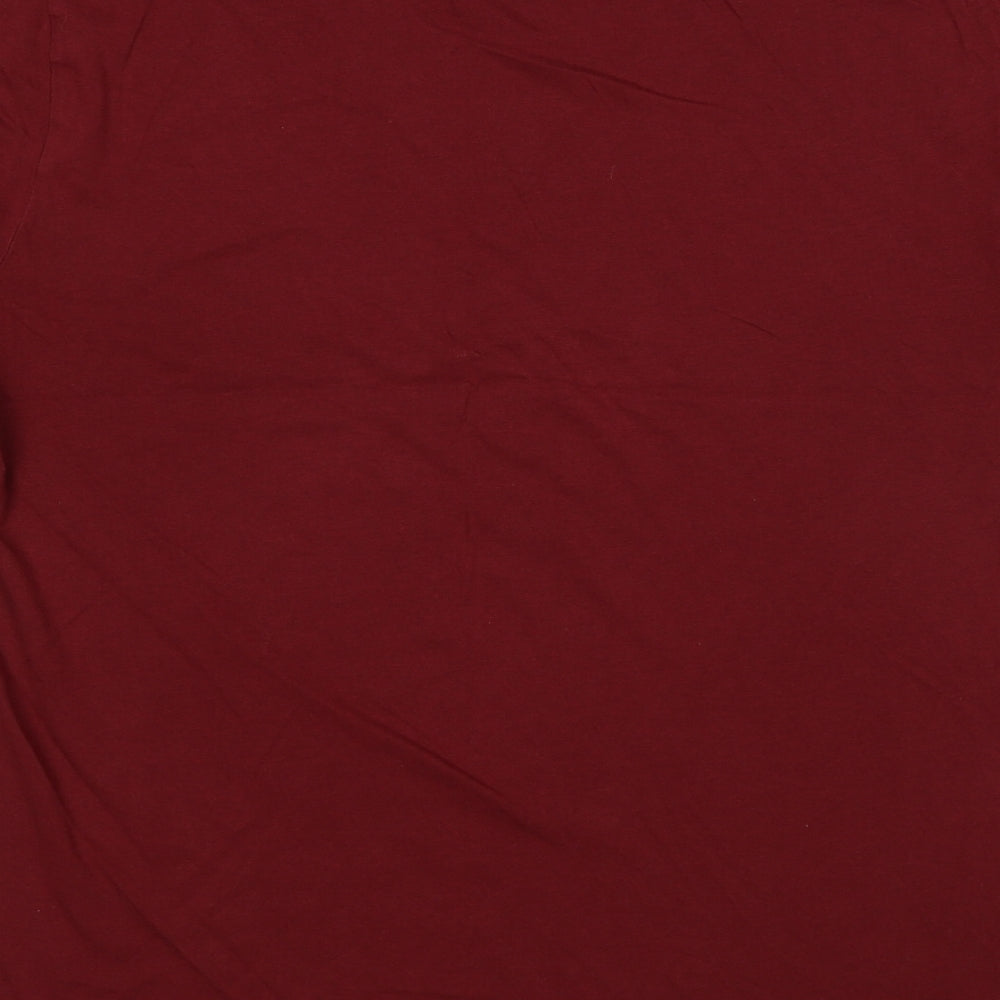 Reiss Mens Red Cotton T-Shirt Size L Roll Neck