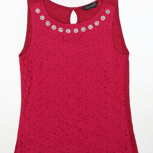 Dorothy Perkins Womens Pink Viscose Basic Blouse Size 8 Boat Neck - Lace Front